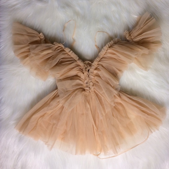 Nude Tulle Ruffle Top - Picture 4 of 4